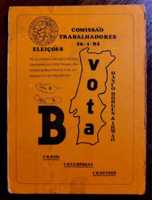 Calendário de Bolso (Tema Política) Banco Borges e Irmão - Comissão Trabalhadores - Ano 1984