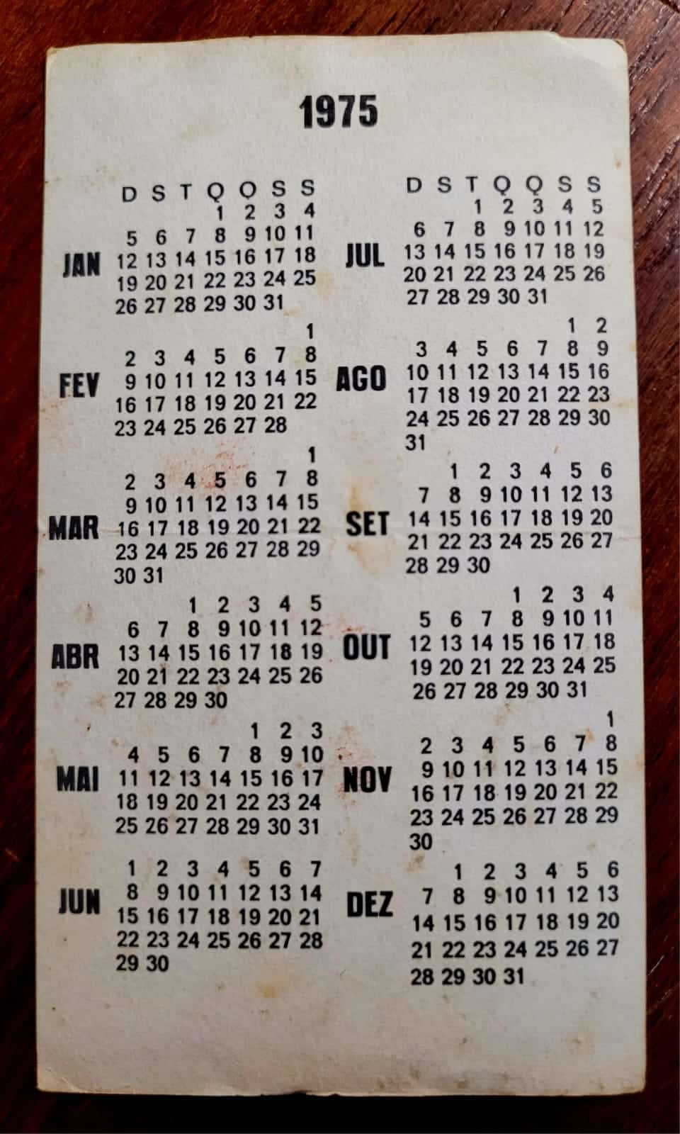 | Casa do Colecionador Calendário de Bolso (Tema Política) Clovis Pestana (Arena) Deputado Federal - Ano 1975