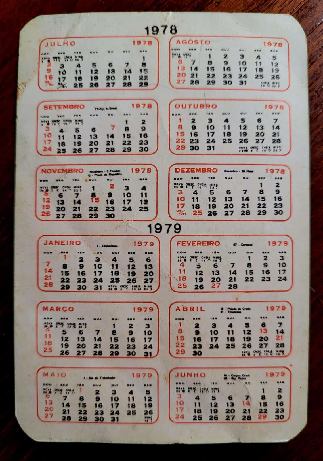 | Casa do Colecionador Calendário de Bolso (Tema Política) João Castejon Branco - Deputado Federal - Ano 1978/79
