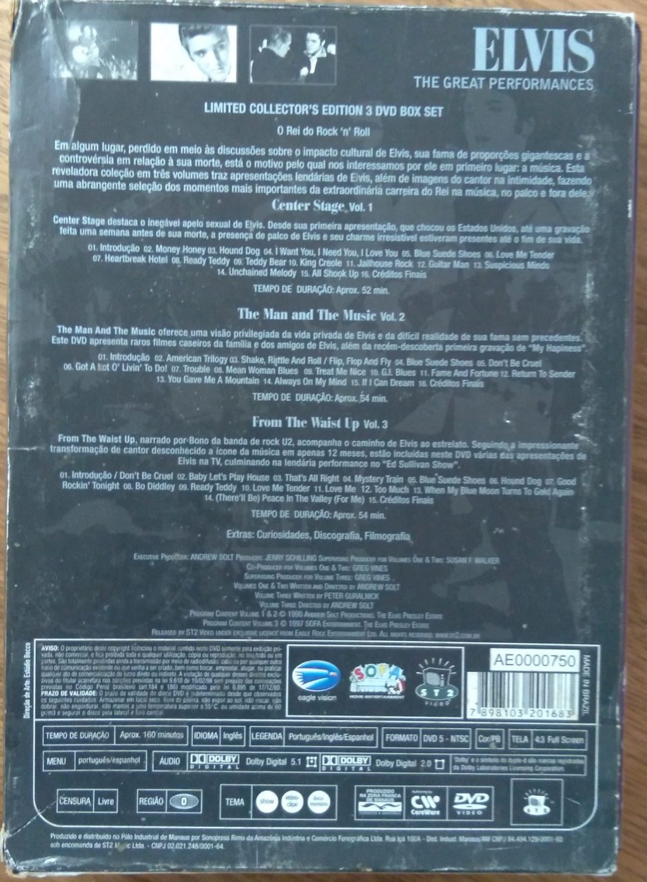 | Casa do Colecionador Dvd Elvis the great performances caixa com os 3 dvds.