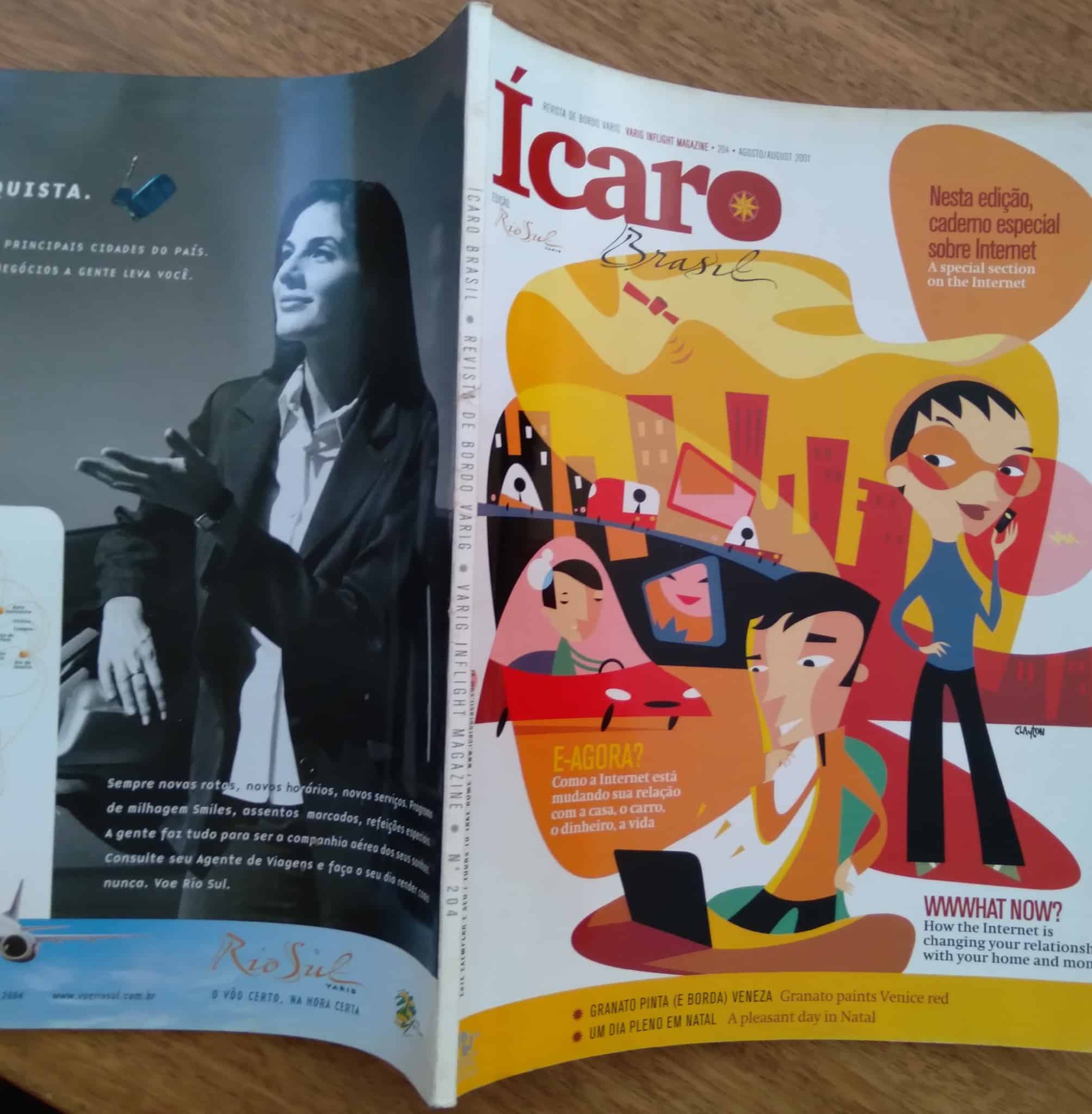 | Casa do Colecionador Magazine Revista de bordo Varig Rio Sul Ícaro 204 2001. Em Inglês e português.