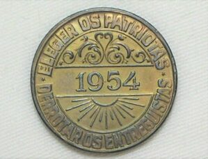 Medalha Tiradêntes = Eleger os Ptriotas - Derrotar os entreguistas / 1954 - Bz/Al / Sob