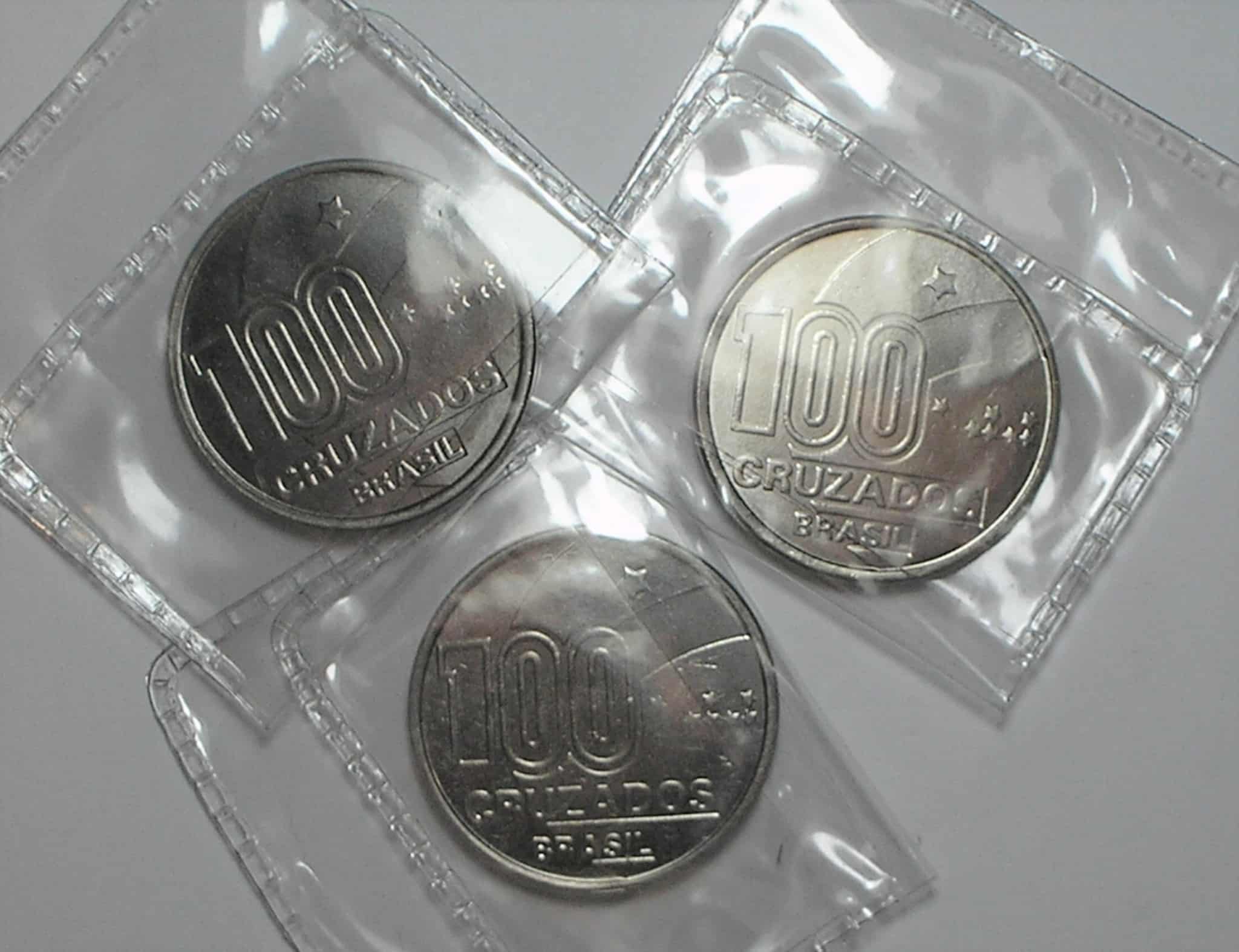 | Casa do Colecionador Set de Cruzados Axé Cent. Abolição com 3 peças - 100 Cruz. 1988 / Flor de Cunho