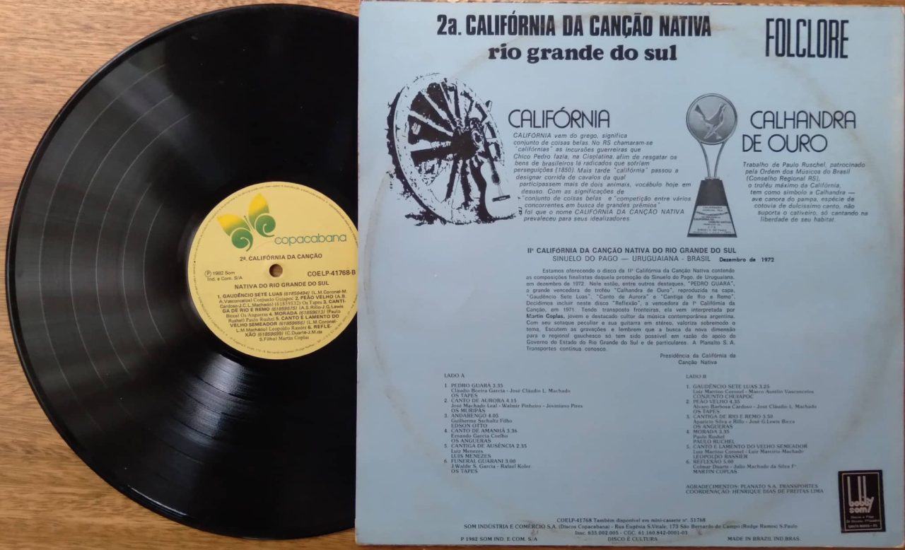 | Casa do Colecionador Vinil Lp 2 California Da Cancao Nativa Folclore Rs Pedro Guara Os Tapes