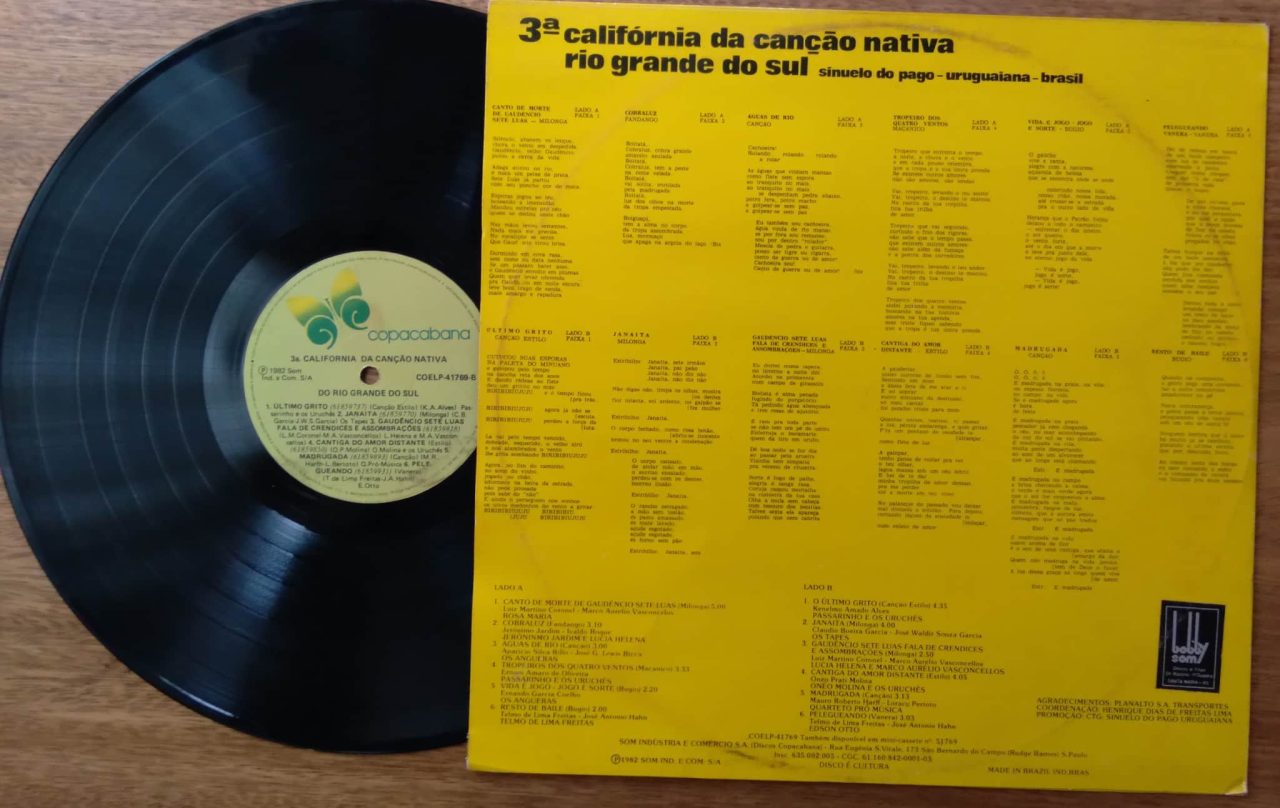 | Casa do Colecionador Vinil Lp 3 California Da Cancao Nativa Folclore Rs Gaudencio Sete Luas Madrugada
