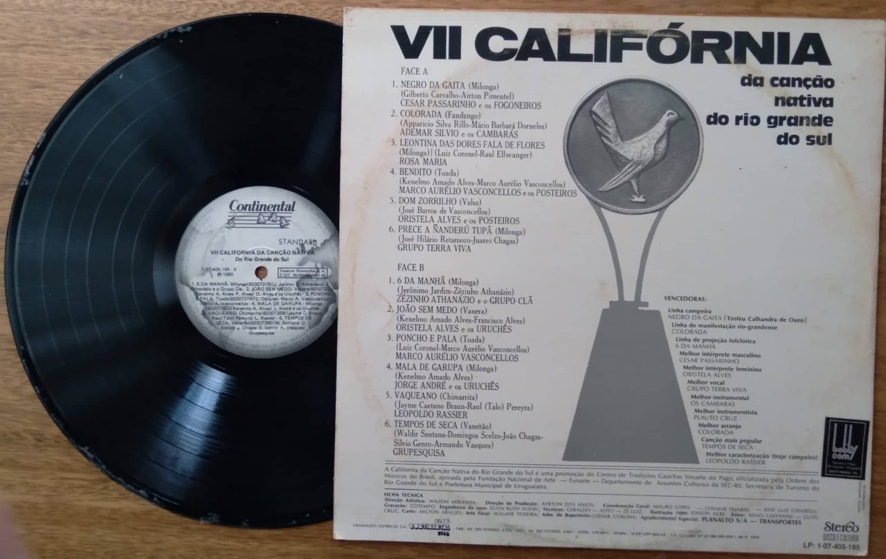 | Casa do Colecionador Vinil lp 7^ Califórnia da Canção Nativa. Folclore RS. Negro da gaita Bendito Mala de garupa.
