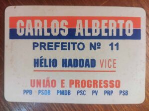 Calendário de Bolso (Tema Política) Carlos Alberto (PPB/PSDB/PMDB/PSC/PV/PRP/PSB) - Prefeito - Ano 1996