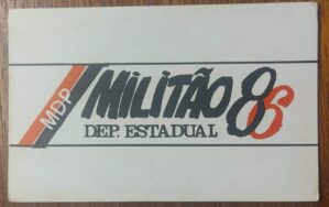 Calendário de Bolso (Tema Política) Militão (MDB) Deputado Estadual - Ano 1986