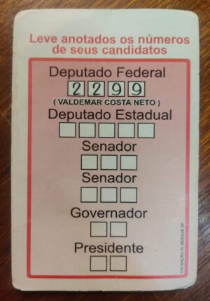 Calendário de Bolso (Tema Política) Valdemar Costa Neto - Deputado Federal - Ano 2002