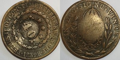 Carimbo de 40 sobre 1832 R