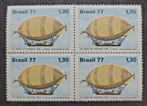 Comemorativos - RHM C1010 (Quadra) Homenagem à Aviação Civil - Dirigível Pax - 17/10/1977 (Selos do Brasil)