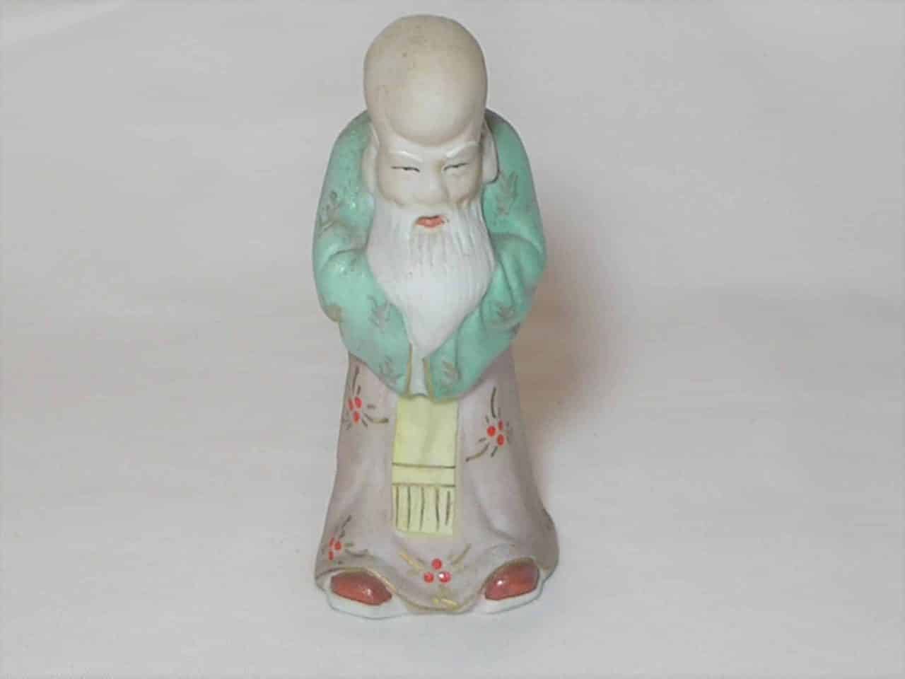 | Casa do Colecionador Escultura em porcelana policromada fosca e brilhante - Chines mestre Pensador
