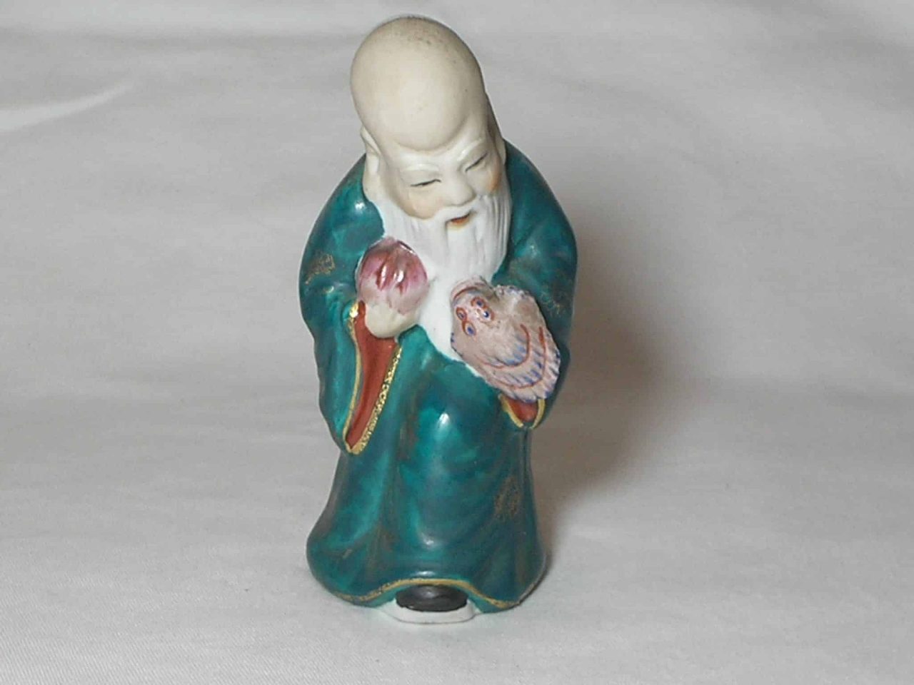 | Casa do Colecionador Escultura em porcelana policromada fosca e brilhante - Chines mestre - Sábio