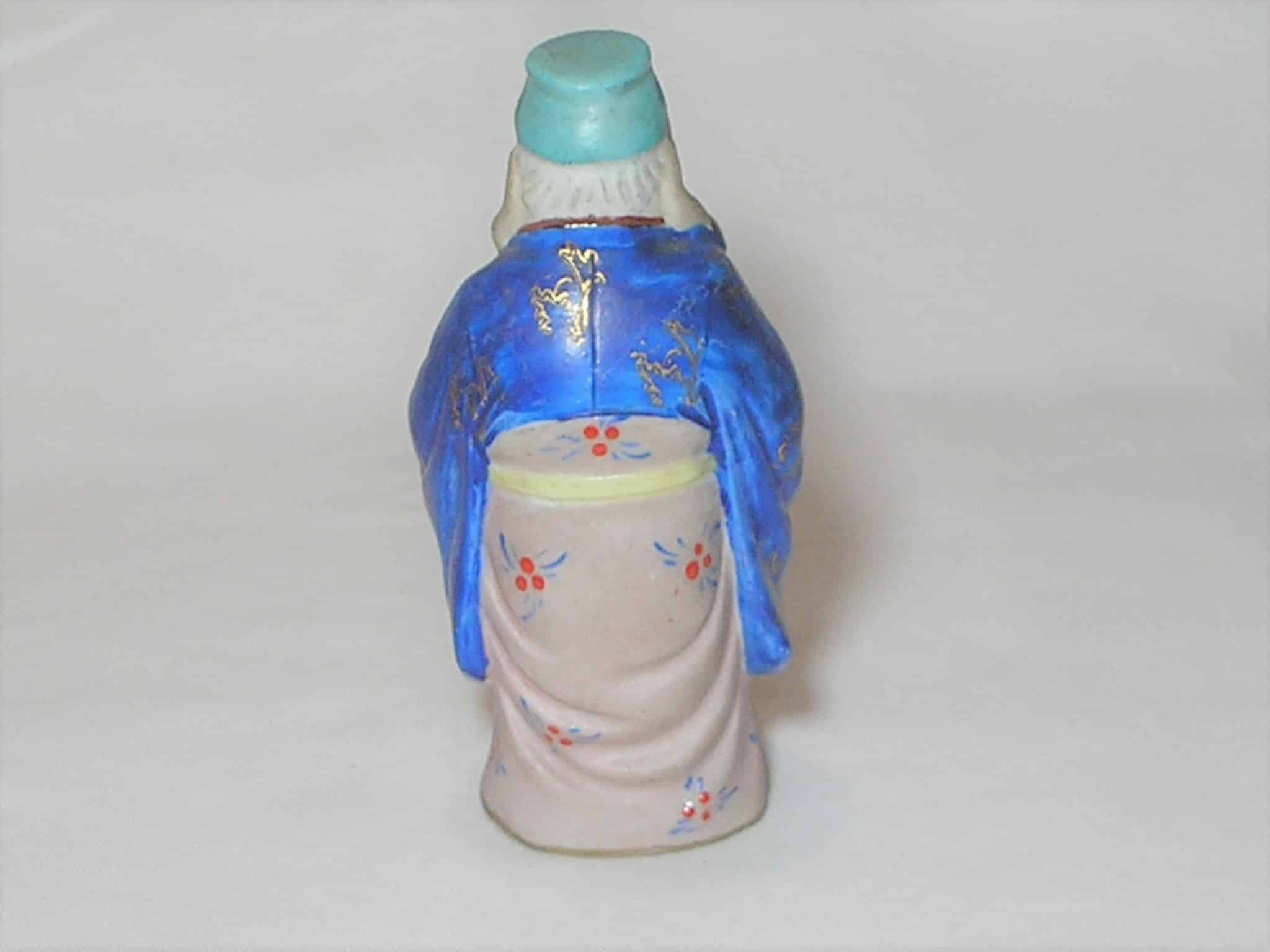| Casa do Colecionador Escultura em porcelana policromada fosca e brilhante - Chines mestre - Sábio