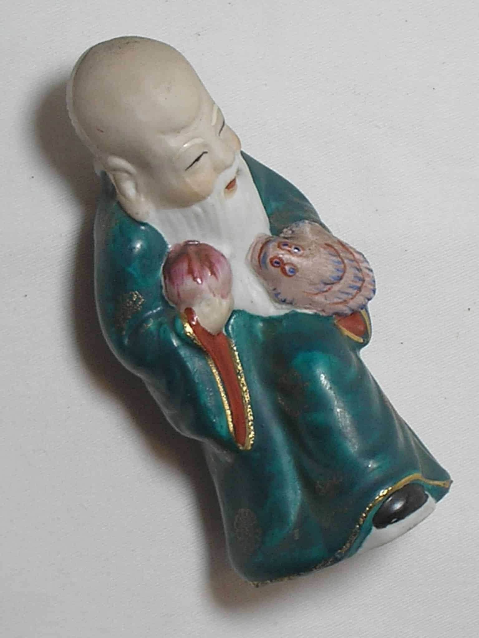 | Casa do Colecionador Escultura em porcelana policromada fosca e brilhante - Chines mestre - Sábio