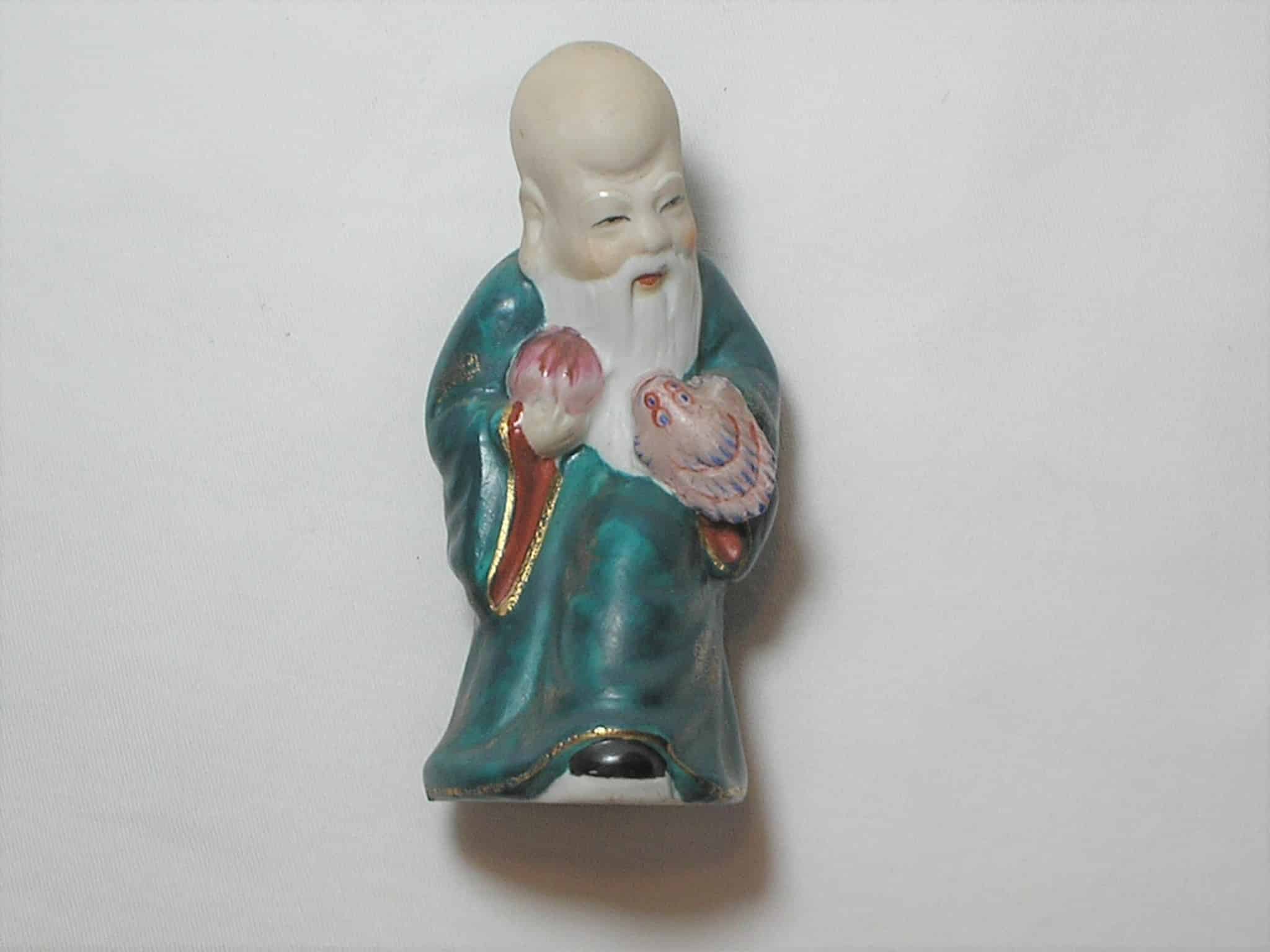 | Casa do Colecionador Escultura em porcelana policromada fosca e brilhante - Chines mestre - Sábio