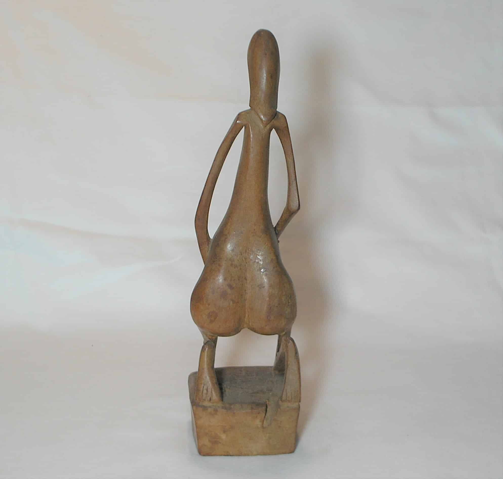 | Casa do Colecionador Escultura esculpida e talhada em madeira no estilo da fertilidade mulher Africana - importado