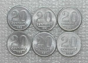Série completa da coleção 20 Centavos 1956/1957/1958/1959/1960-Escassa/1961 = Todas Soberbas