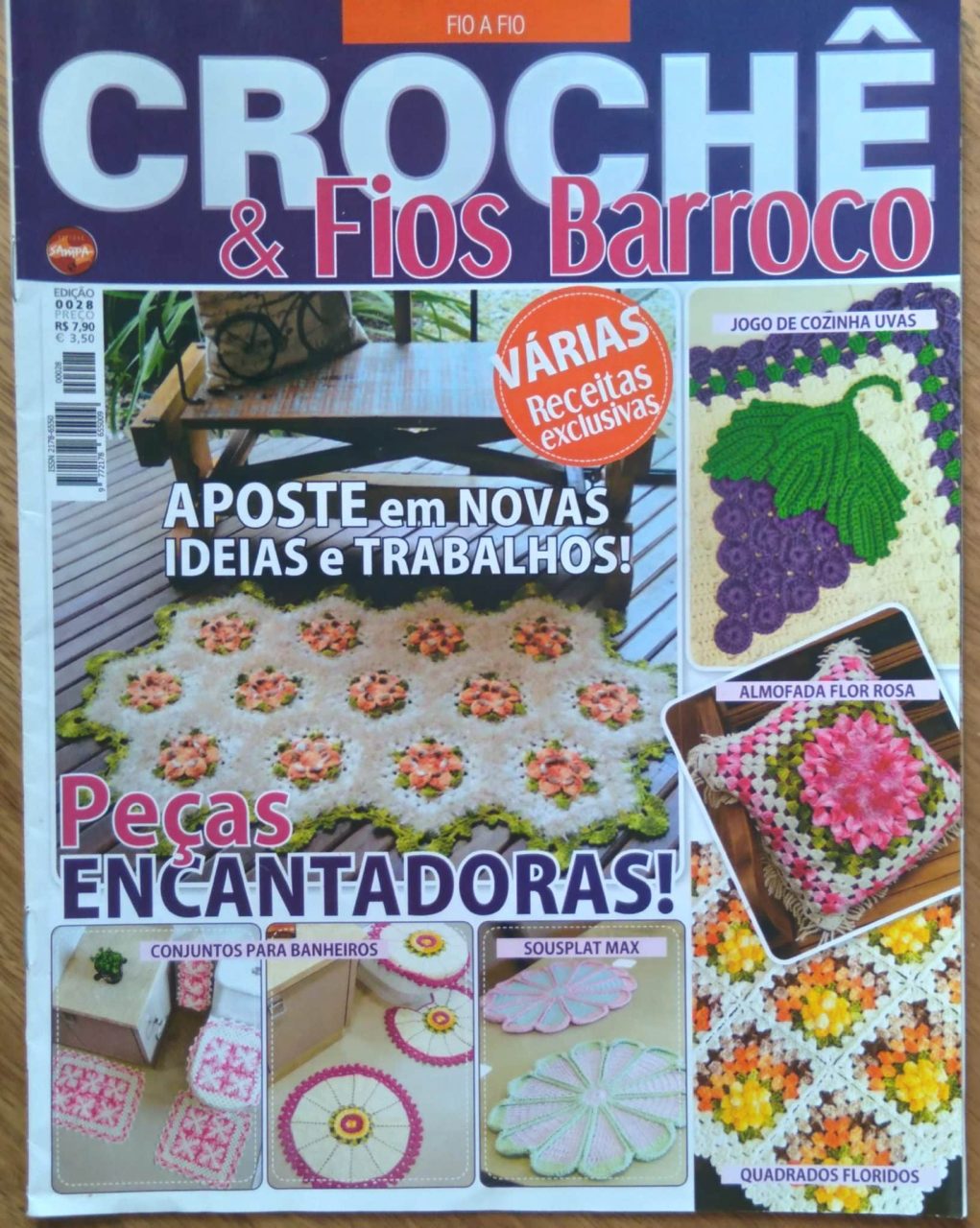 | Casa do Colecionador 27g Revista Fio a fio Croche e Fios Barroco 28. Jogo de cozinha Almofada.