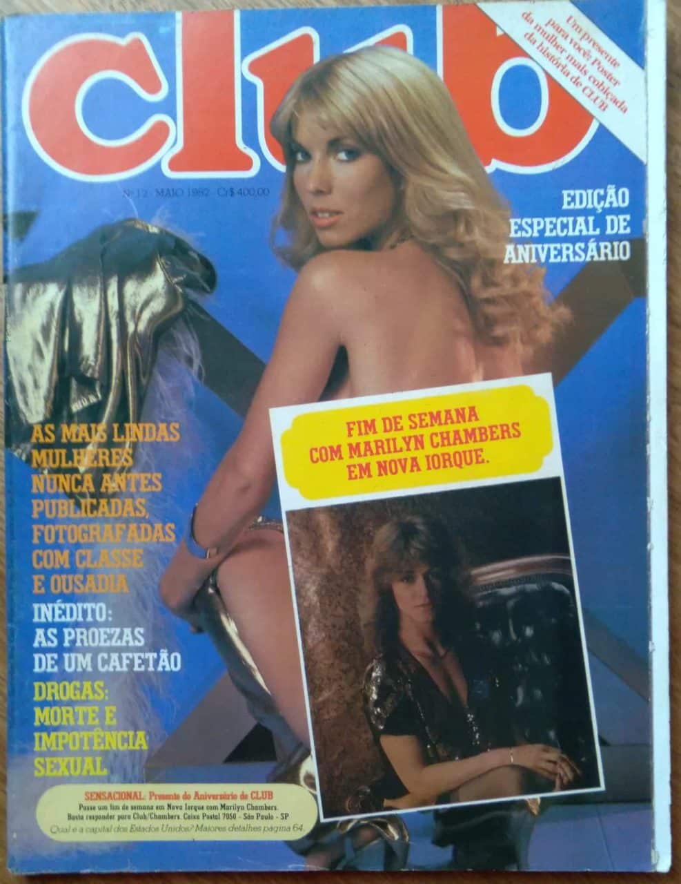 29g revista Club 12 1982. Marilyn Chambers e poster desenhado.