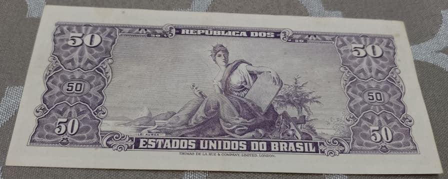 | Casa do Colecionador 50 Cruzeiros Com Carimbo de 5 centavos