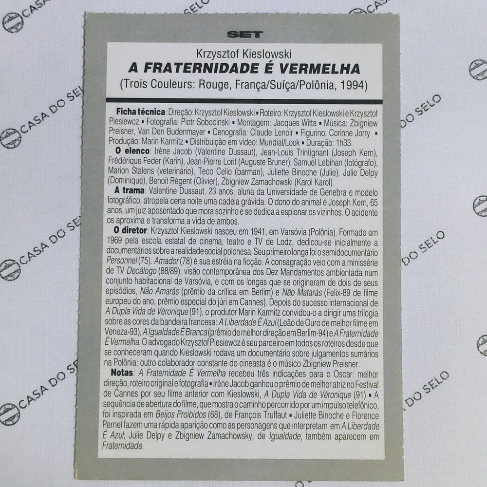 | Casa do Colecionador A Fraternidade É Vermelha (1994) - Ficha Técnica - SET-317
