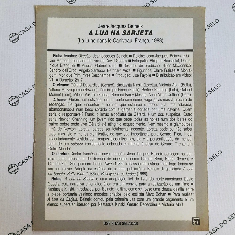 | Casa do Colecionador A Lua Na Sarjeta (1983) - Ficha Técnica - SET-115