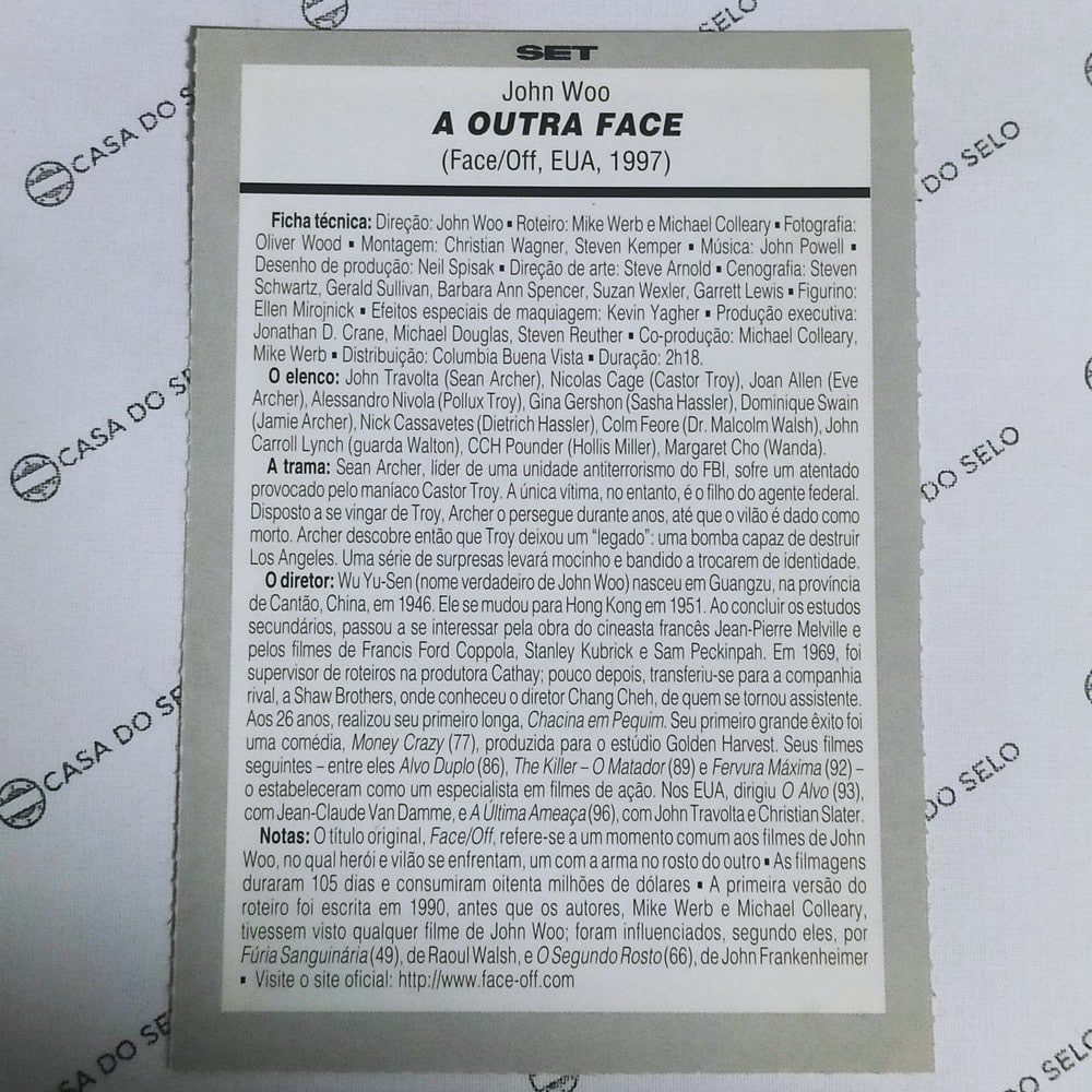| Casa do Colecionador A Outra Face (1997) - Ficha Técnica - SET-407