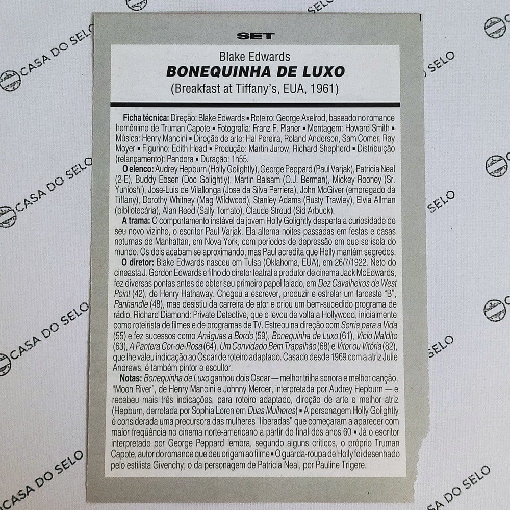 | Casa do Colecionador Bonequinha De Luxo (1961) - Ficha Técnica - SET-052