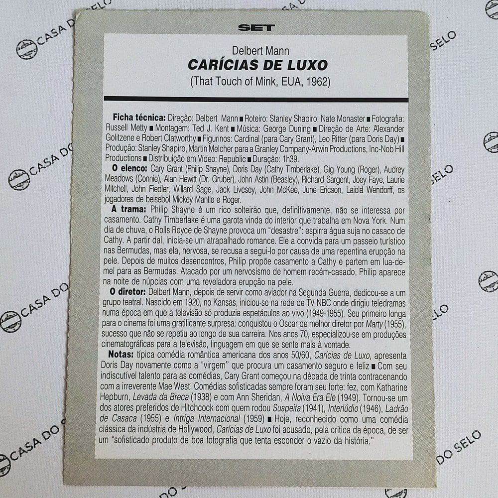 | Casa do Colecionador Carícias De Luxo (1962) - Ficha Técnica - SET-053