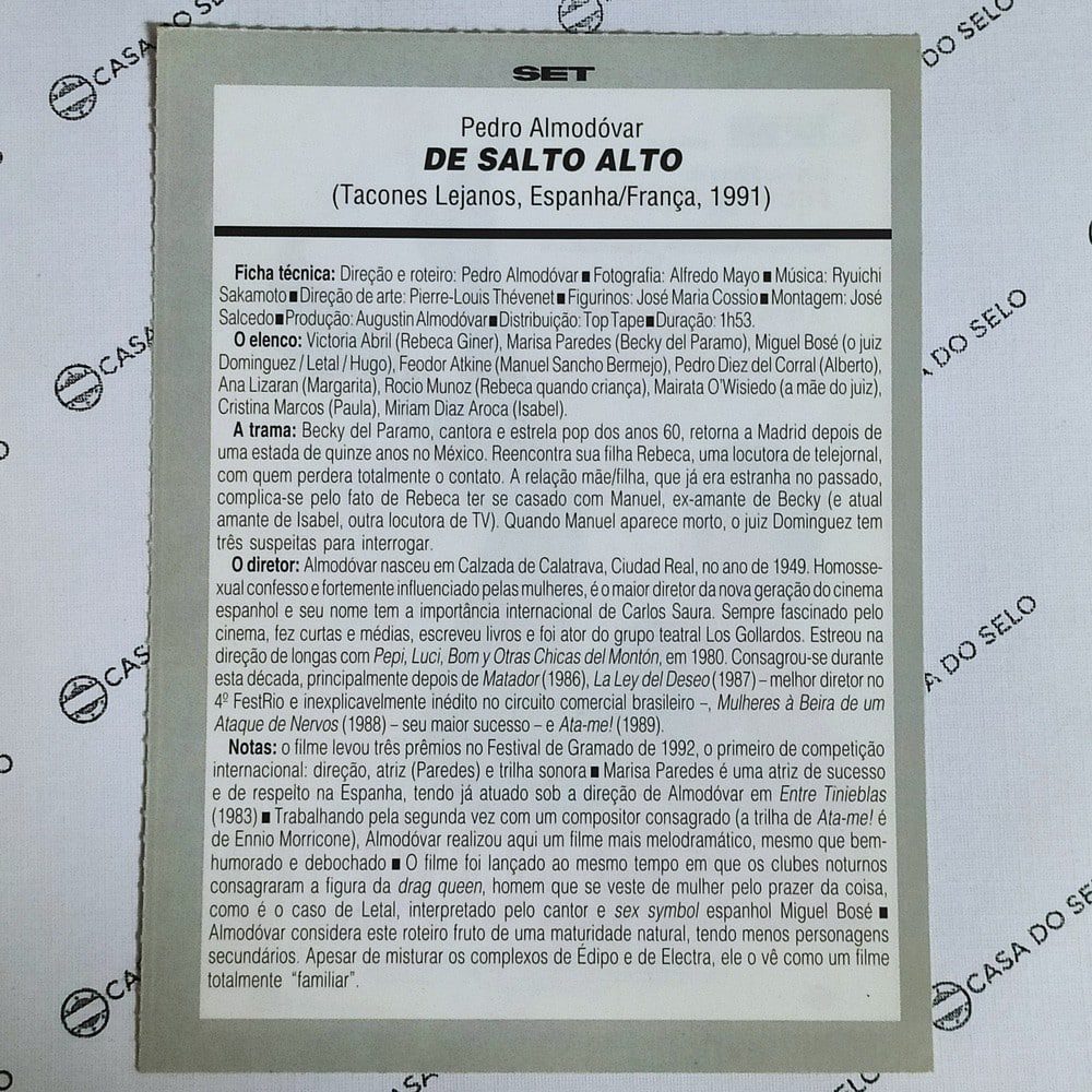 | Casa do Colecionador De Salto Alto (1991) - Ficha Técnica - SET-214