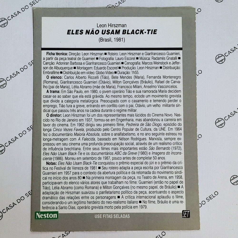 | Casa do Colecionador Eles Não Usam Black-tie (1981) - Ficha Técnica - SET-109