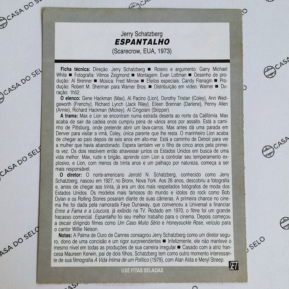 | Casa do Colecionador Espantalho (1973) - Ficha Técnica - SET-085