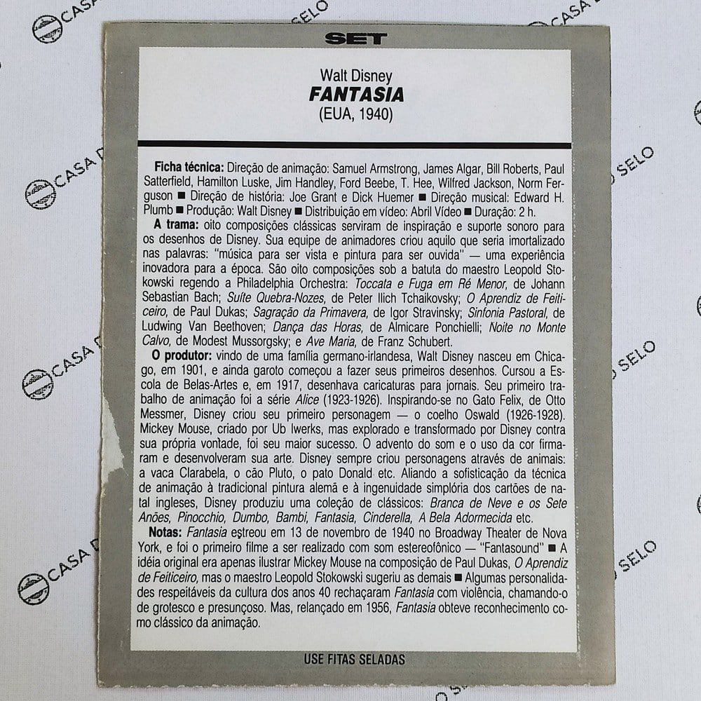 | Casa do Colecionador Fantasia (1940) - Ficha Técnica - SET-016