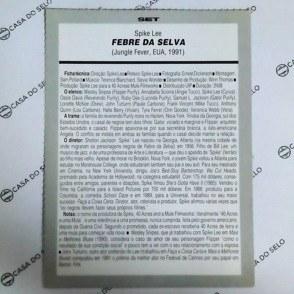 | Casa do Colecionador Febre Da Selva (1991) - Ficha Técnica - SET-206