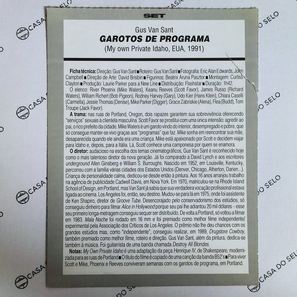 | Casa do Colecionador Garotos De Programa (1991) - Ficha Técnica - SET-196