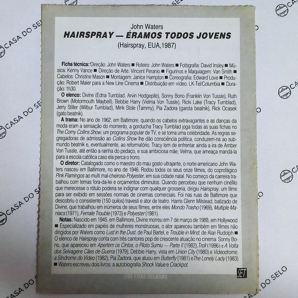 | Casa do Colecionador Hairspray - Éramos Todos Jovens (1987) - Ficha Técnica - SET-136