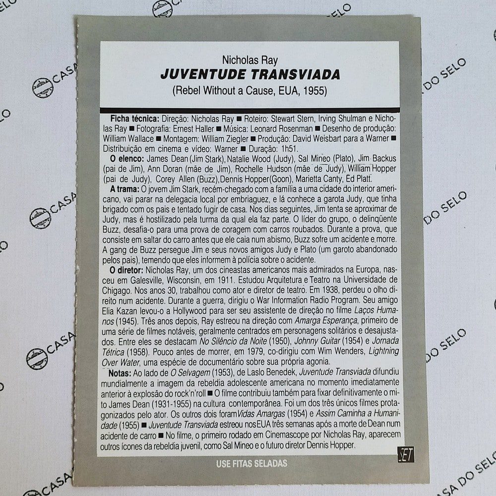 | Casa do Colecionador Juventude Transviada (1955) - Ficha Técnica - SET-045