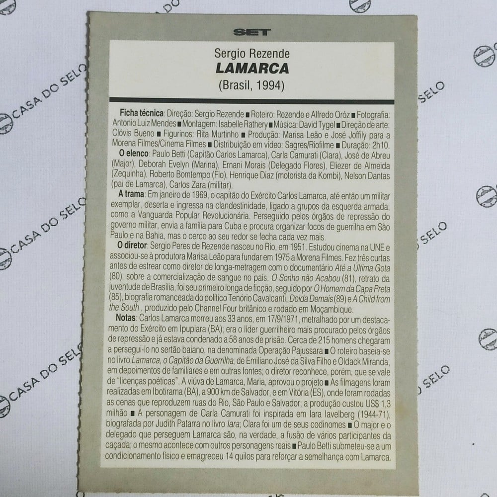 | Casa do Colecionador Lamarca (1994) - Ficha Técnica - SET-305