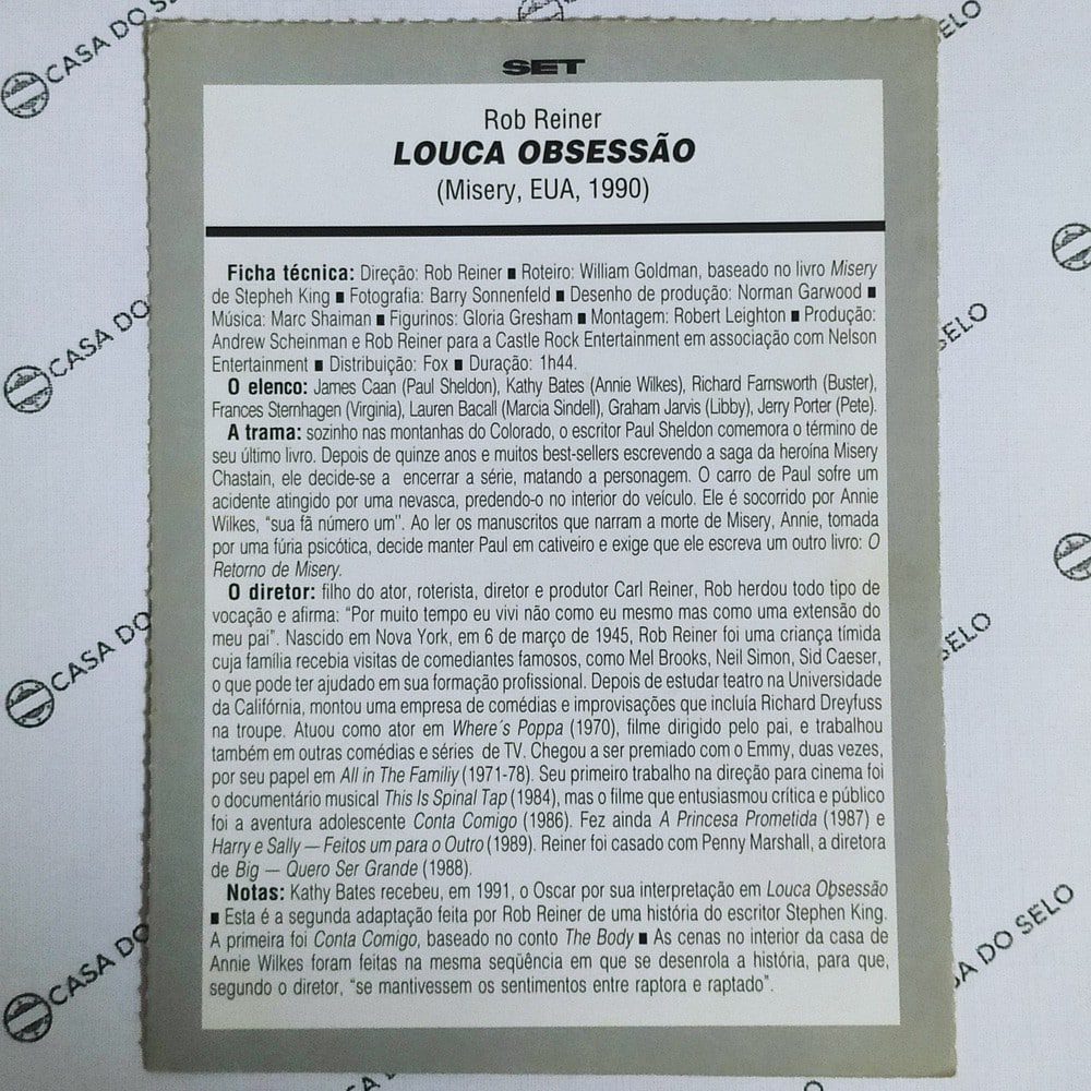 | Casa do Colecionador Louca Obsessão (1990) - Ficha Técnica - SET-166