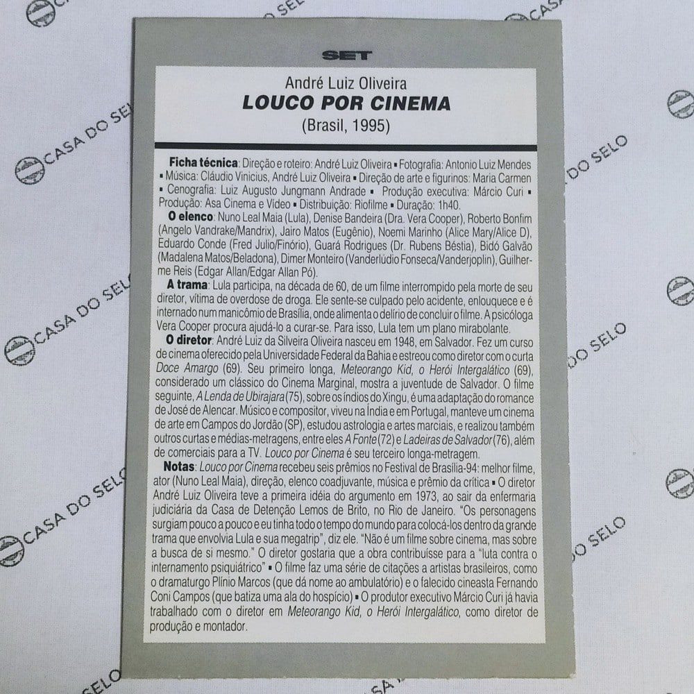 | Casa do Colecionador Louco Por Ciname (1995) - Ficha Técnica - SET-331
