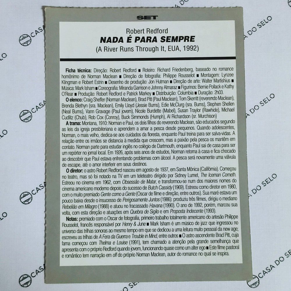 | Casa do Colecionador Nada É Para Sempre (1992) - Ficha Técnica - SET-238