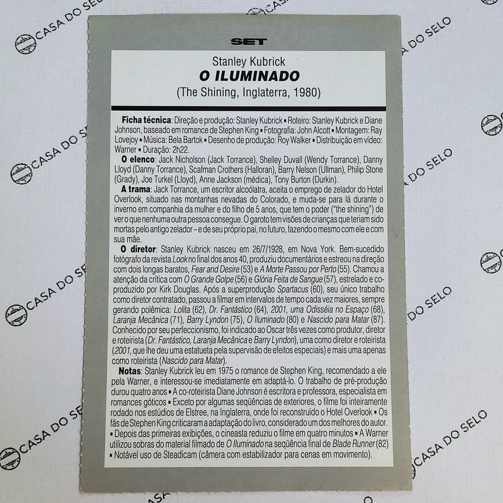 | Casa do Colecionador O Iluminado (1980) - Ficha Técnica - SET-105