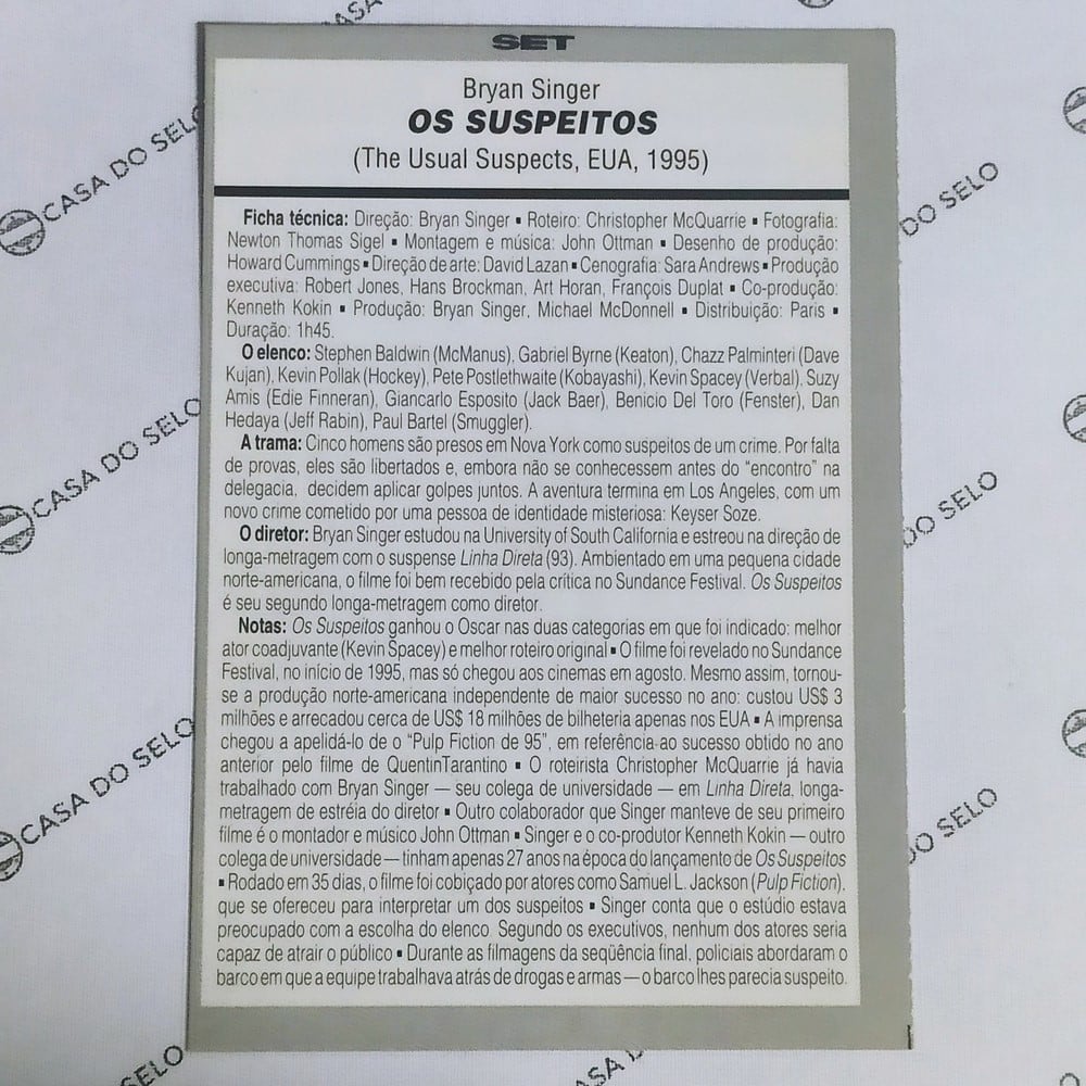 | Casa do Colecionador Os Suspeitos (1995) - Ficha Técnica - SET-332