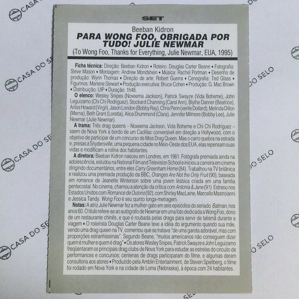 | Casa do Colecionador Para Wong Foo, Obrigada Por Tudo! Julie Newmar (1995) - Ficha Técnica - SET-336