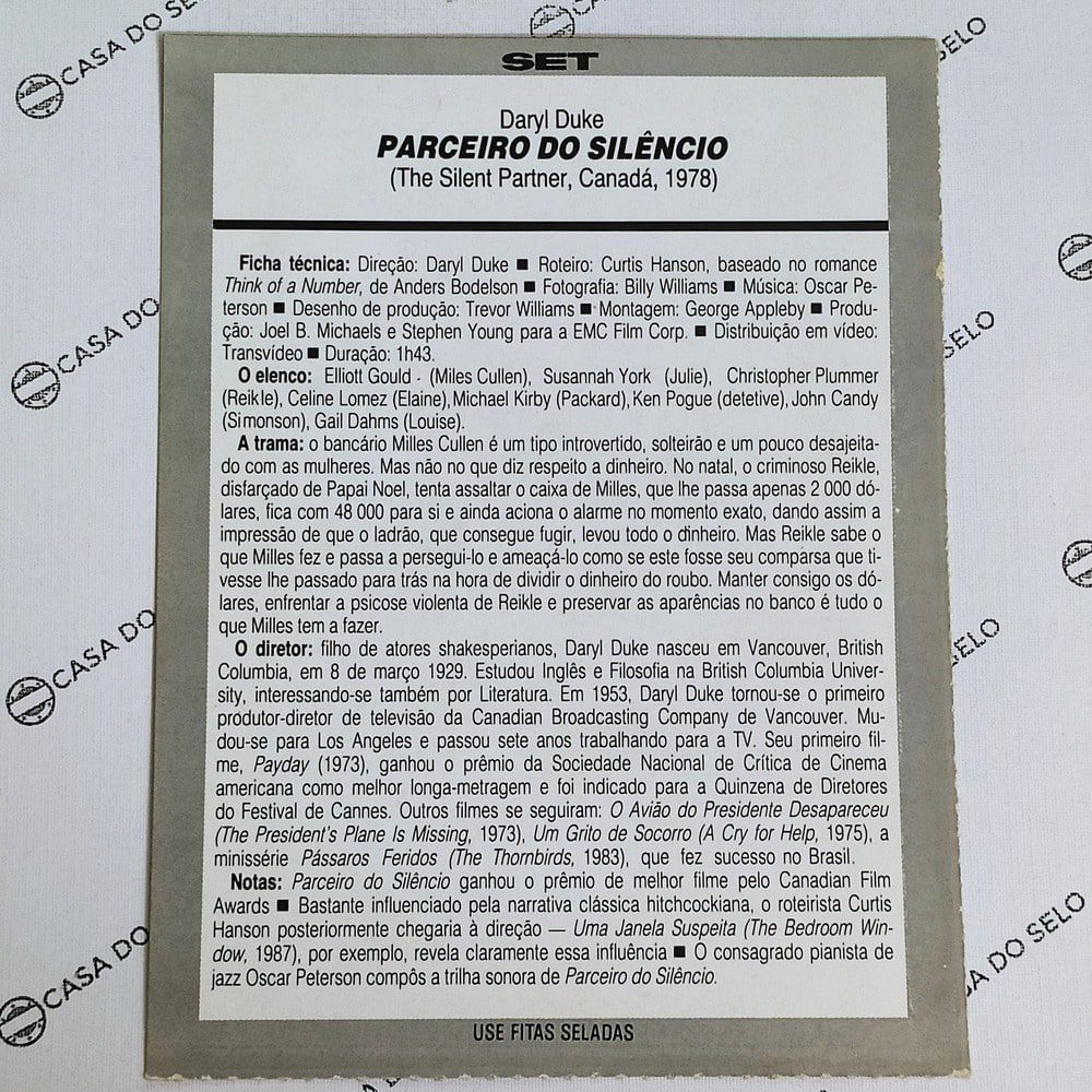 | Casa do Colecionador Parceiro do Silêncio (1978) - Ficha Técnica - SET-097