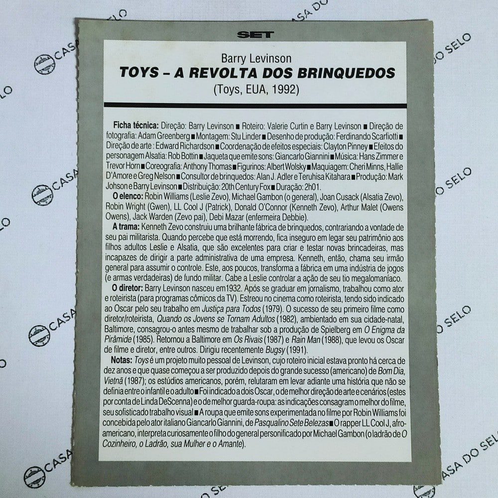 | Casa do Colecionador Toys - A Revolta Dos Brinquedos (1992) - Ficha Técnica - SET-258
