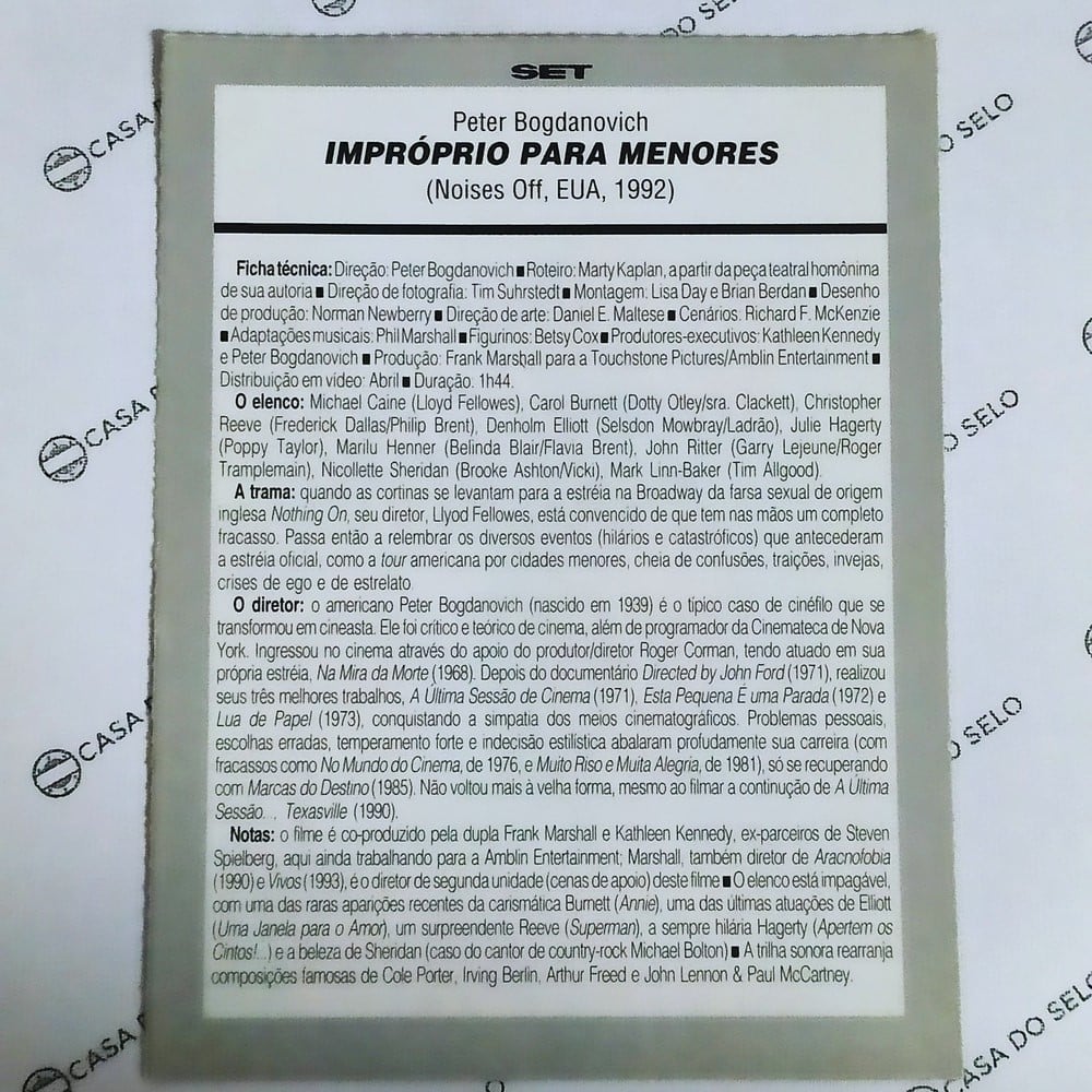 | Casa do Colecionador Traídos Pelo Desejo (1992) - Ficha Técnica - SET-235