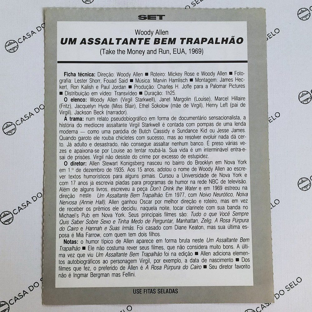 | Casa do Colecionador Um Assaltante Bem Trapalhão (1969) - Ficha Técnica - SET-074