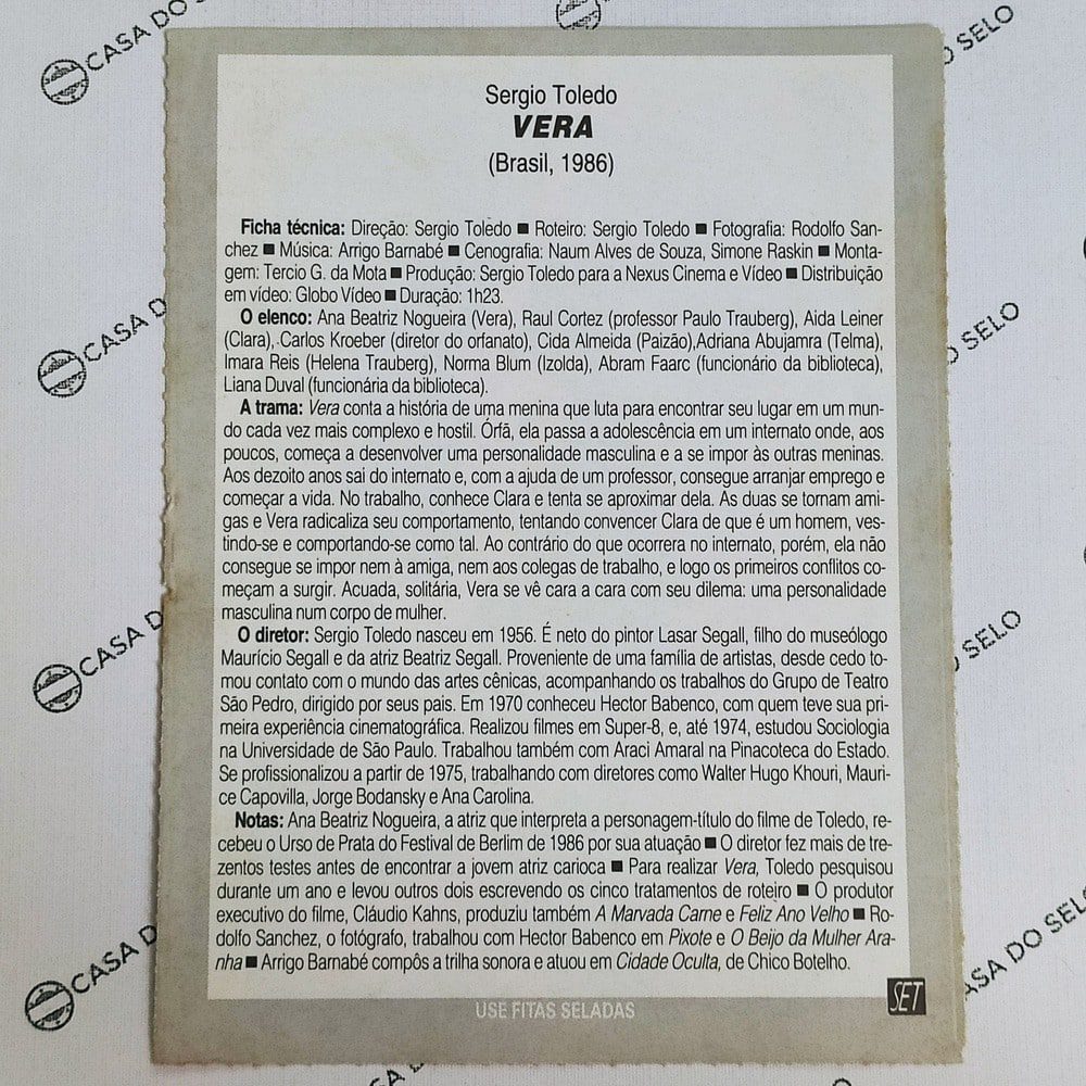 | Casa do Colecionador Vera (1986) - Ficha Técnica - SET-130